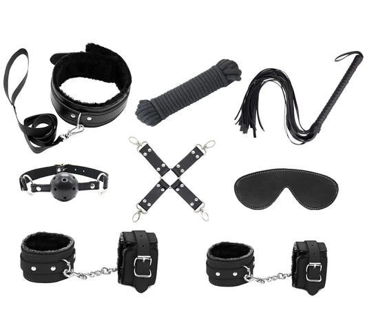 Love in Leather 9 Piece Bondage Kit
