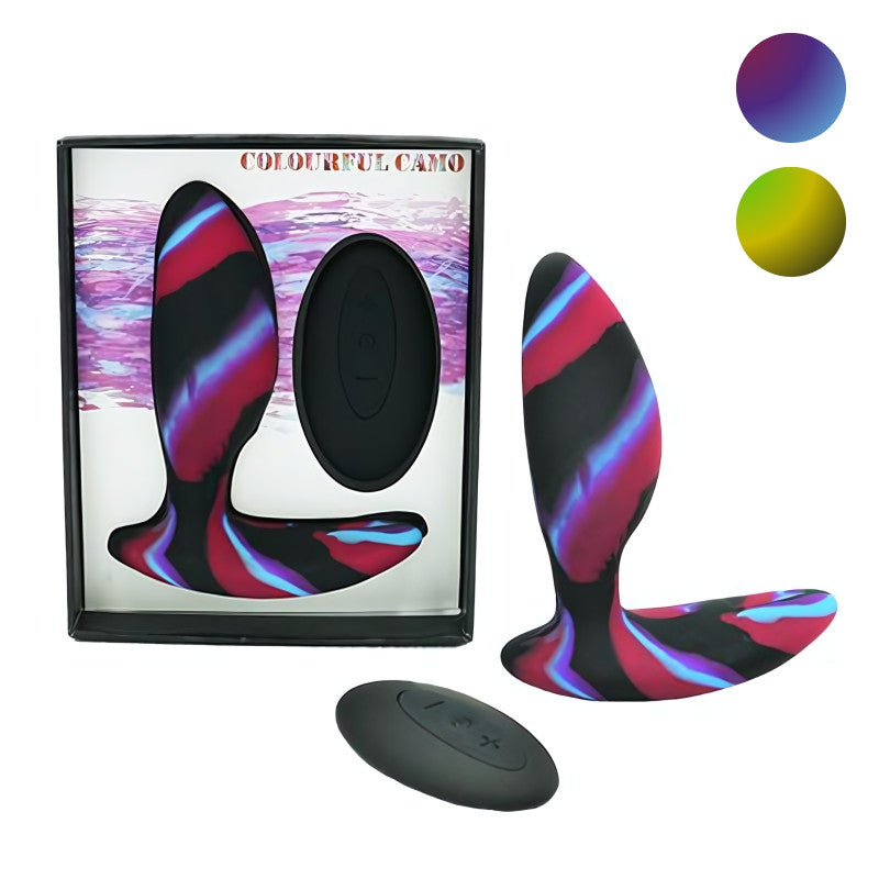 Colourful Camo Remote control butt plug